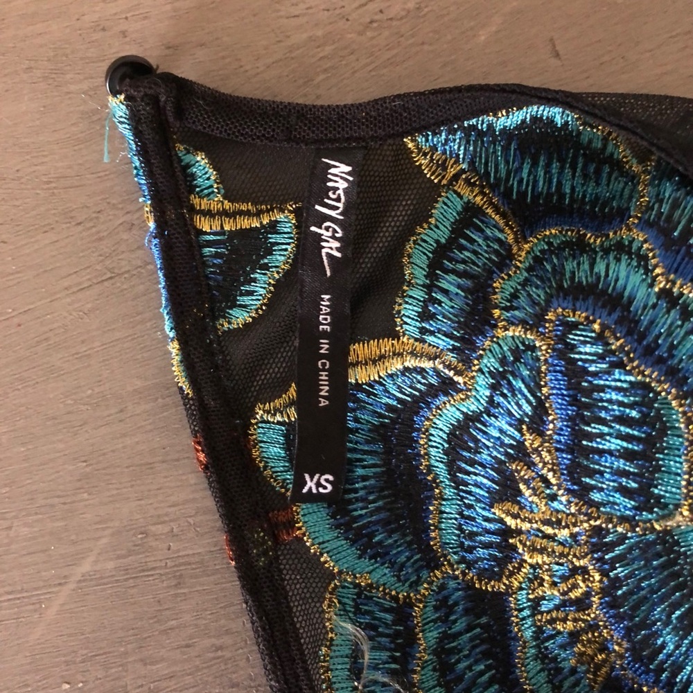 Nasty Gal Blue Embroidered Bodysuit - Picture 7 of 10